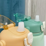 Παγούρι Θερμός 650ml με Καλαμάκι DIY με Αυτοκόλλητα & Ιμάντα από ανοξείδωτο ατσάλι 8659