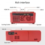 T6 Mini Projector Τεχνολογίας Προβολής LCD Λάμπας LED με Φυσική Ανάλυση 1280 x 780 και Φωτεινότητα 3500 Ansi Lumens Κόκκινο