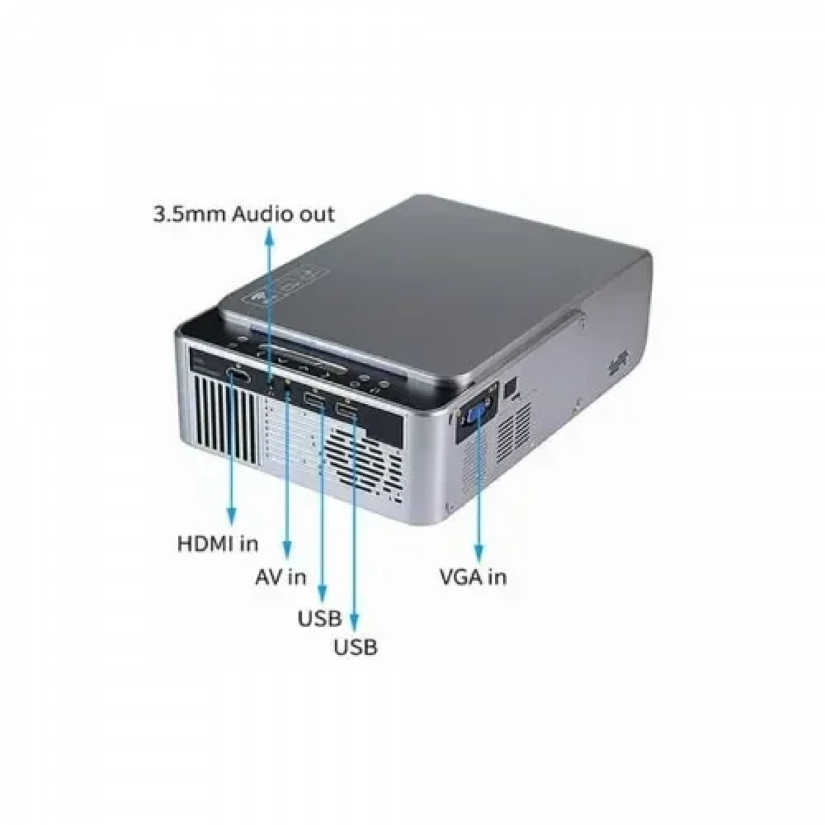 T6 Mini Projector Τεχνολογίας Προβολής LCD Λάμπας LED με Φυσική Ανάλυση 1280 x 780 και Φωτεινότητα 3500 Ansi Lumens Ασημί