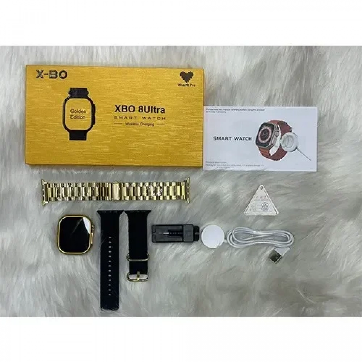 Smartwatch X-BO 8 Ultra με ασύρματη φόρτιση σε χρυσή έκδοση με 2 λουράκια