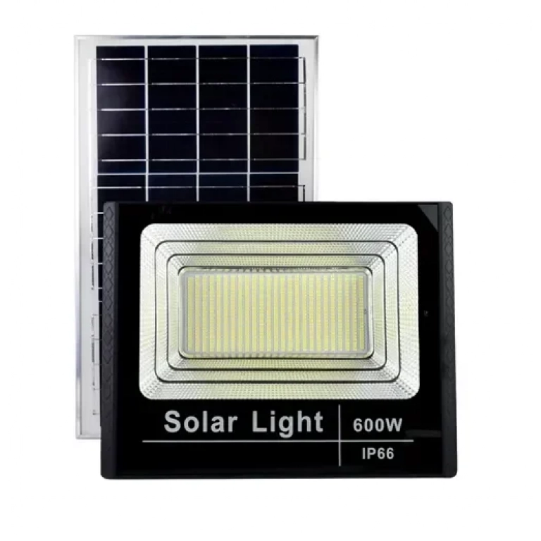 Αδιάβροχος ηλιακός προβολέας LED 600W με πάνελ και τηλεχειριστήριο IP66