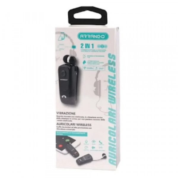 Arrango AC76124 Ασύρματο Bluetooth 4.0 Στερεοφωνικό Ακουστικό με Αναδιπλούμενο Καλώδιο - Μαύρο - Photo1