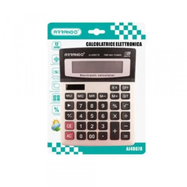 Arrango AJ48678 Ηλιακή Επιτραπέζια Αριθμομηχανή με Μεγάλη Οθόνη 12 Ψηφίων - Photo1