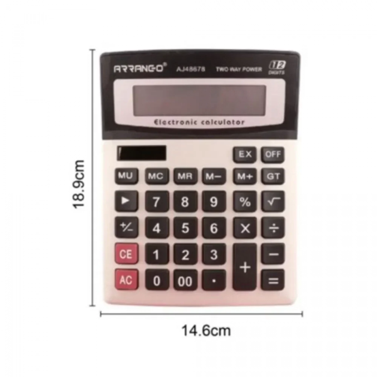 Arrango AJ48678 Ηλιακή Επιτραπέζια Αριθμομηχανή με Μεγάλη Οθόνη 12 Ψηφίων - Photo2