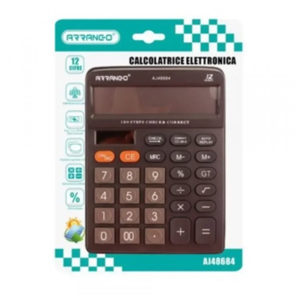 Arrango AJ48684 Ηλιακή Αριθμομηχανή 120 Steps Check and Correct - Μαύρο - Photo1