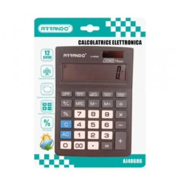 Arrango AJ48686 2Power Κομπιουτεράκι 12 Ψηφίων – Μαύρο - Photo1