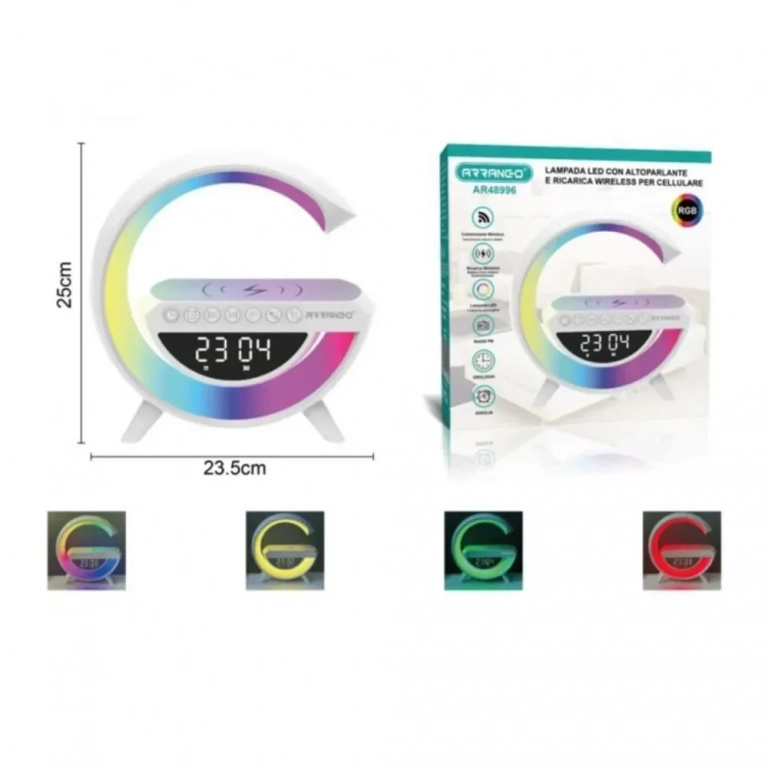 Arrango AR48996 4-1 Έξυπνο Φωτιστικό LED RGB - Βάση Ασύρματης Φόρτισης, Ηχείο Bluetooth και Ξυπνητήρι - Photo1