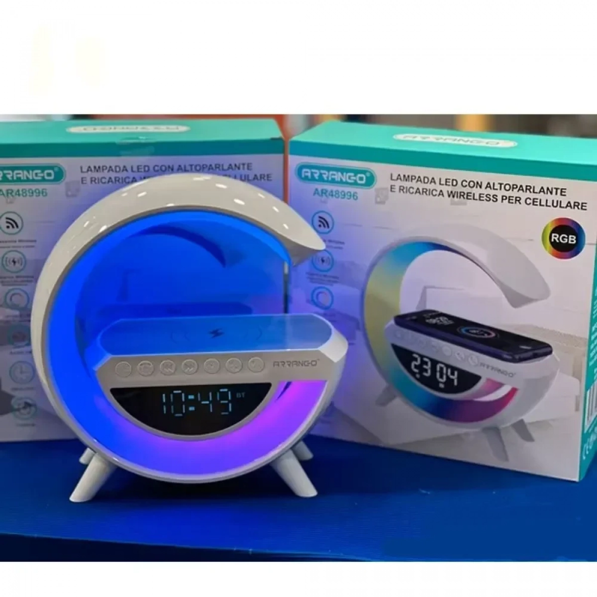 Arrango AR48996 4-1 Έξυπνο Φωτιστικό LED RGB - Βάση Ασύρματης Φόρτισης, Ηχείο Bluetooth και Ξυπνητήρι - Photo2