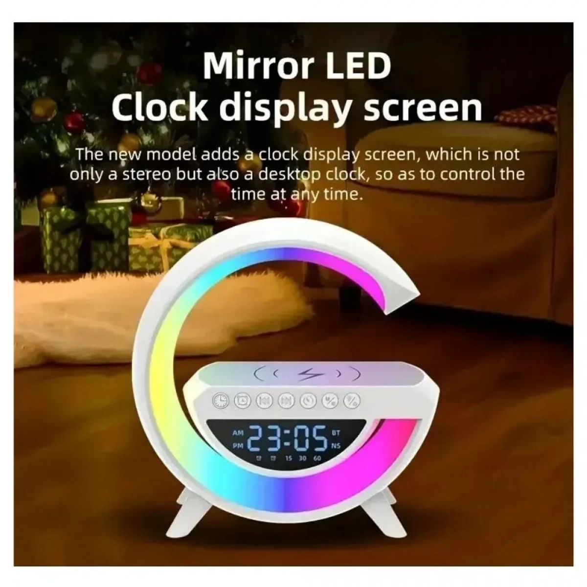 Arrango AR48996 4-1 Έξυπνο Φωτιστικό LED RGB - Βάση Ασύρματης Φόρτισης, Ηχείο Bluetooth και Ξυπνητήρι - Photo4