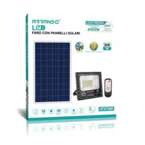 Arrango AT47990 Στεγανός Ηλιακός Προβολέας 300W με Τηλεχειριστήριο και Ηλιακό Πάνελ - Photo1