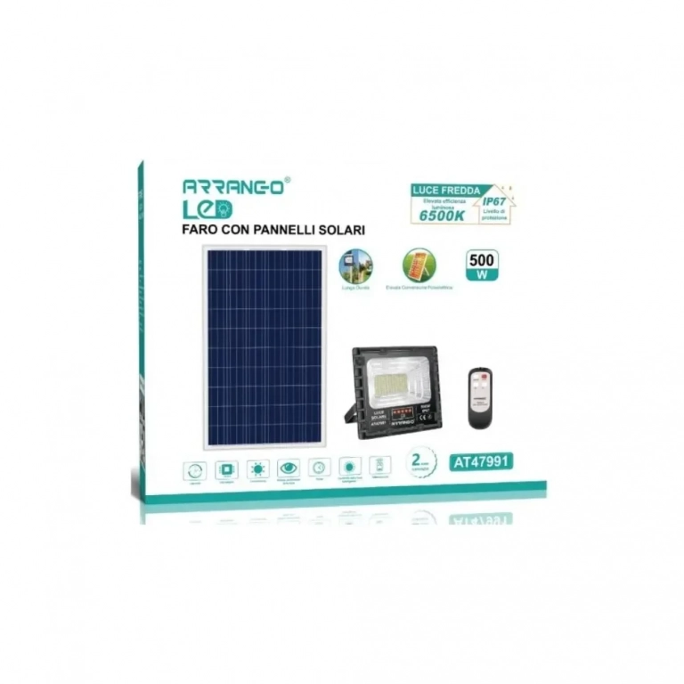 Arrango AT47991 Αδιάβροχος Ηλιακός Προβολέας 500W με Ηλιακό Πάνελ - Photo1