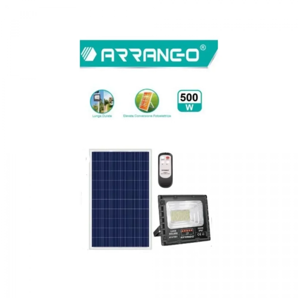 Arrango AT47991 Αδιάβροχος Ηλιακός Προβολέας 500W με Ηλιακό Πάνελ - Photo2