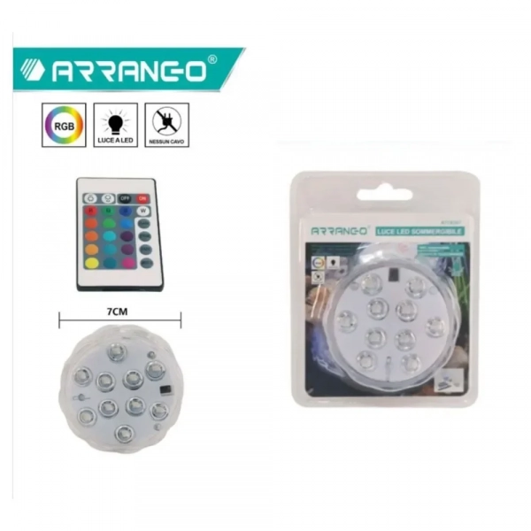 Arrango AT76367 Υποβρύχια Λάμπα 10 LED RGB με Τηλεχειριστήριο IP65 Αδιάβροχη - Photo1