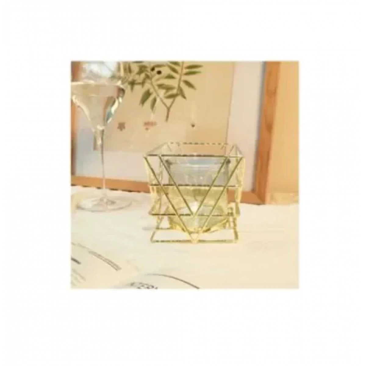 Διακοσμητικό επιτραπέζιο κηροπήγιο 10x10cm 80123 χρυσό - Image 2