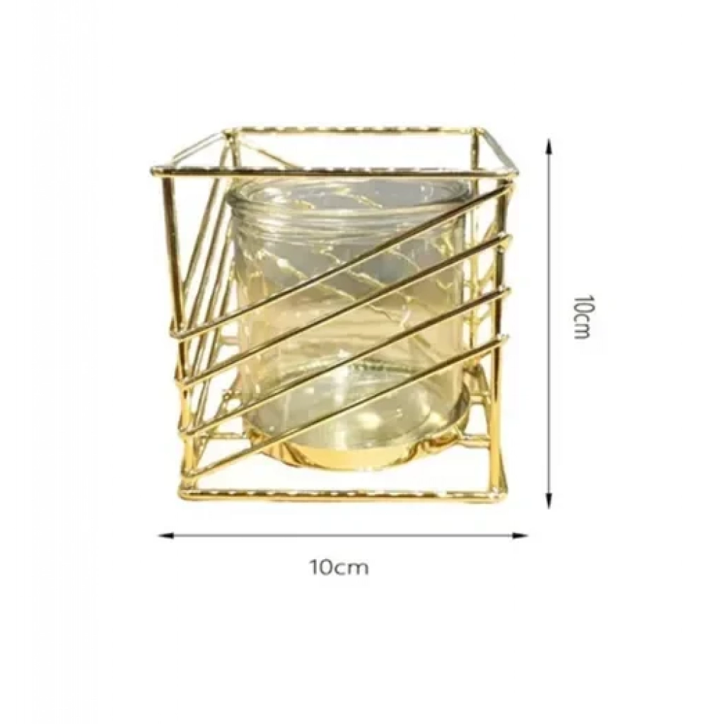 Διακοσμητικό επιτραπέζιο κηροπήγιο 10x10cm 80125 χρυσό
