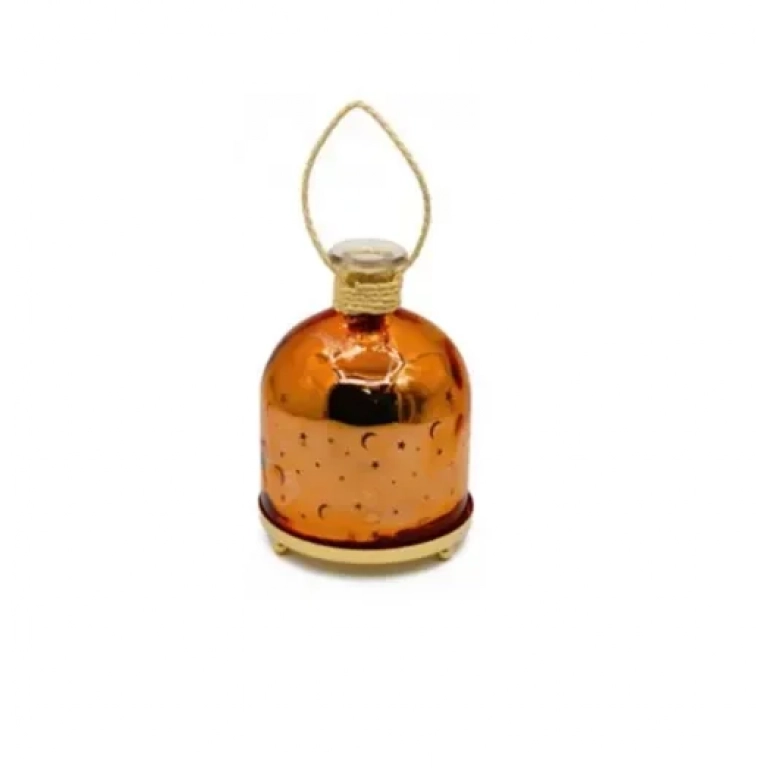 Διακοσμητικό επιτραπέζιο κηροπήγιο 11x14cm 95593 πορτοκαλί - χρυσό