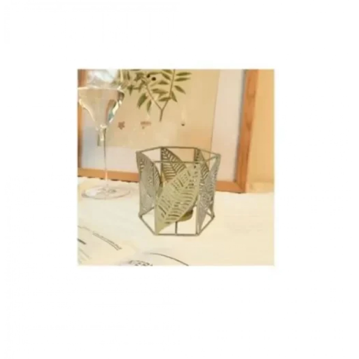 Διακοσμητικό επιτραπέζιο κηροπήγιο 12.5x11cm 80128 χρυσό - Image 2