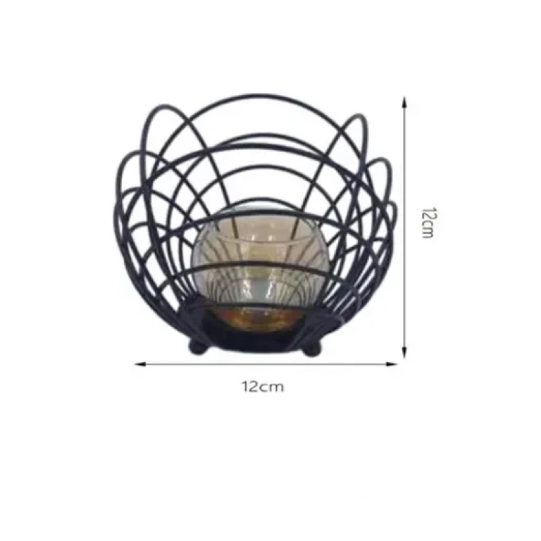 Διακοσμητικό επιτραπέζιο κηροπήγιο 12x12cm 80126 μαύρο