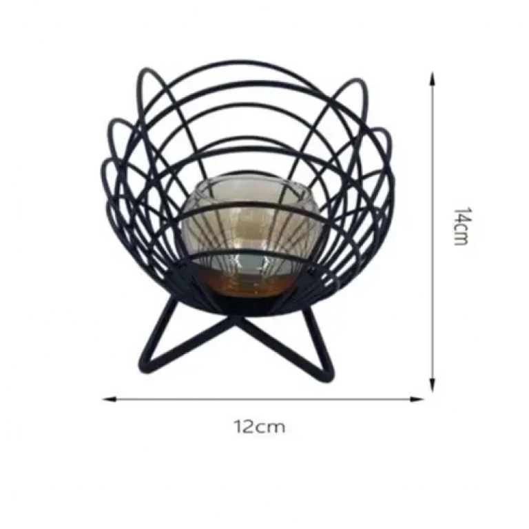 Διακοσμητικό επιτραπέζιο κηροπήγιο 14x12cm 80127 μαύρο