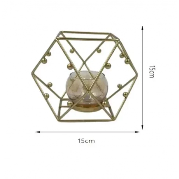 Διακοσμητικό επιτραπέζιο κηροπήγιο 15x15cm 80129 χρυσό
