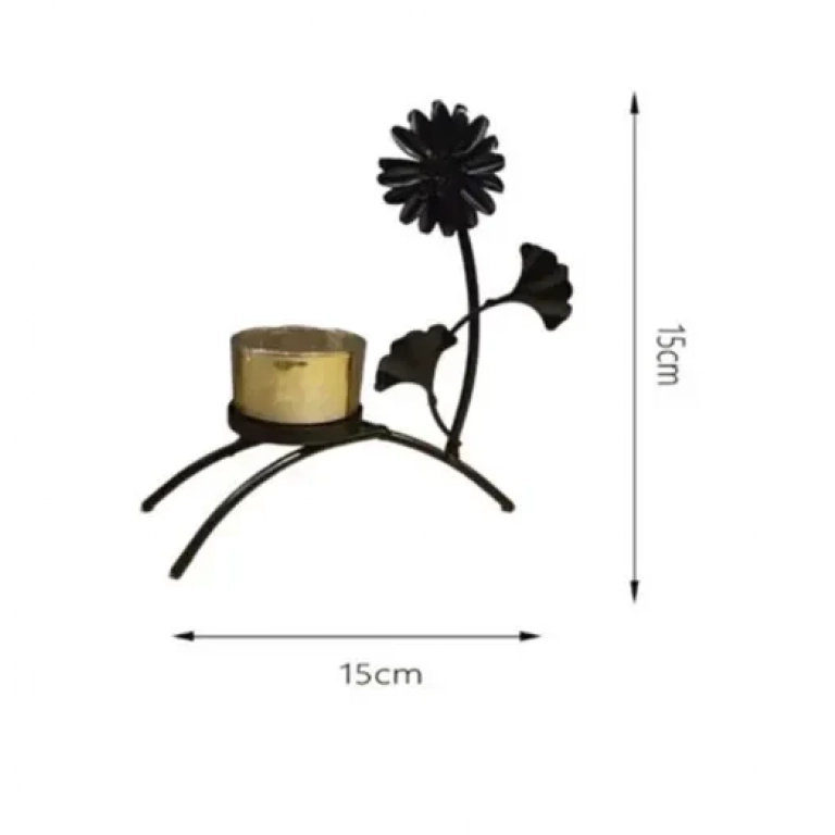 Διακοσμητικό επιτραπέζιο κηροπήγιο 15x15cm 80132 μαύρο