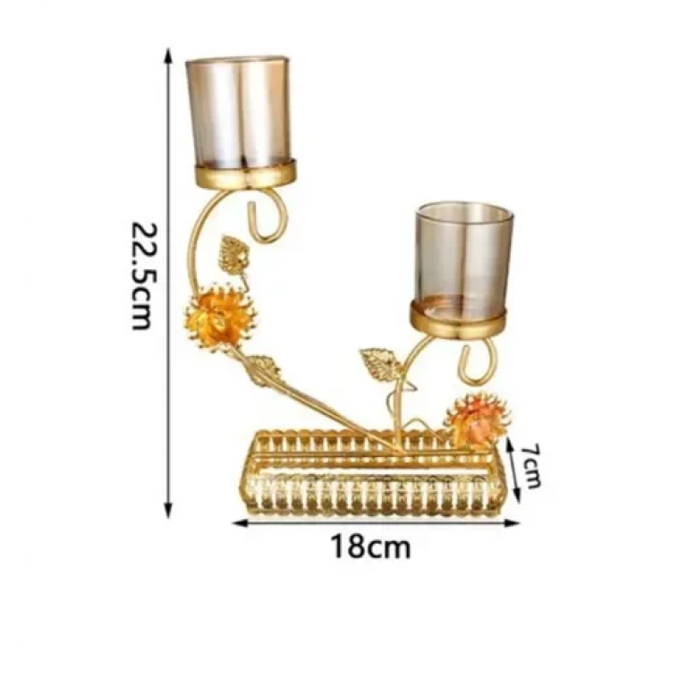 Διακοσμητικό επιτραπέζιο κηροπήγιο 22.5x18x7cm 92054 χρυσό