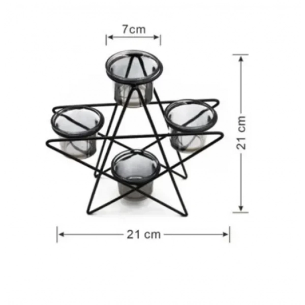 Διακοσμητικό επιτραπέζιο κηροπήγιο 7x21x21cm 92084 μαύρο