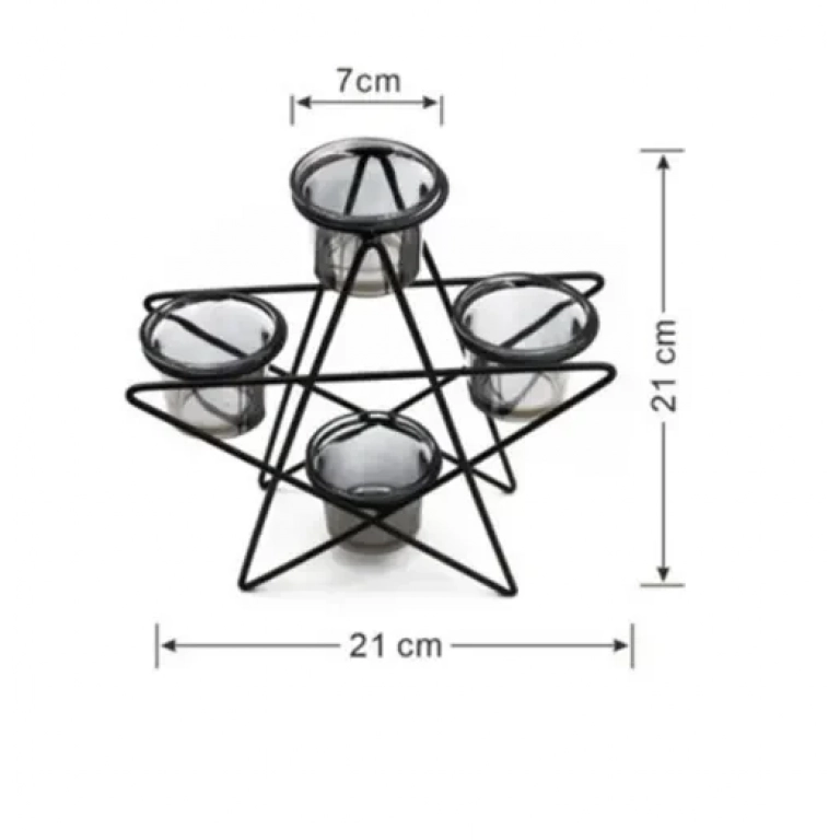 Διακοσμητικό επιτραπέζιο κηροπήγιο 7x21x21cm 92084 μαύρο