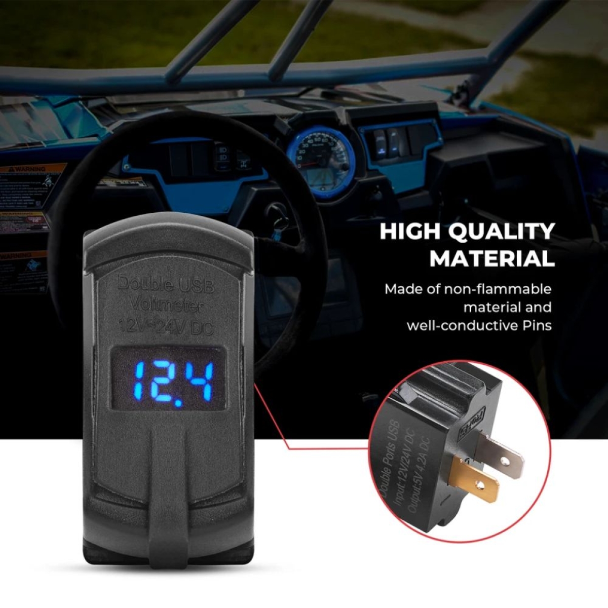 Διπλή θύρα USB με ψηφιακό βολτόμετρο W16396-1