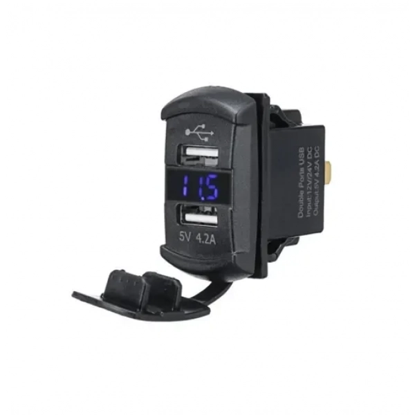 Διπλή θύρα USB με ψηφιακό βολτόμετρο W16396-1