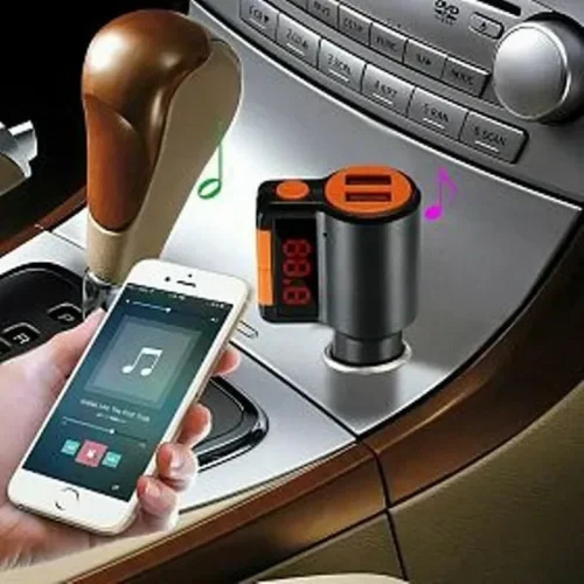 FM Transmitter αυτοκινήτου με Bluetooth / USB πορτοκαλί KCB-905 - Image 3