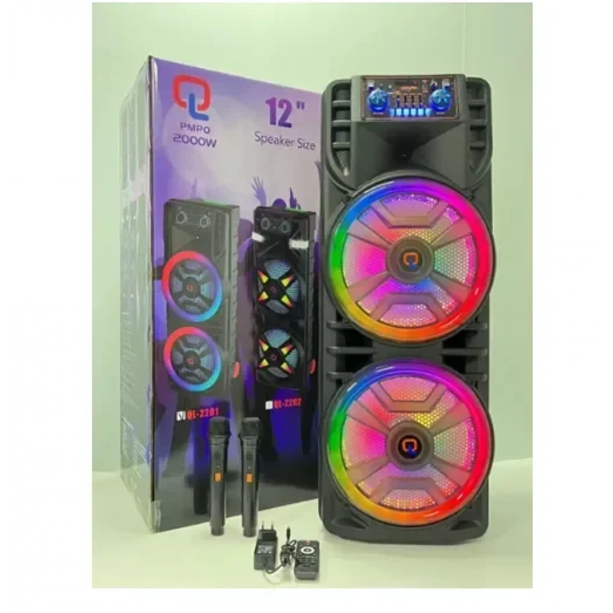 Φορητό ασύρματο ηχείο 12” Bluetooth PMPO 2000W QL-2201 - μαύρο - Image 3