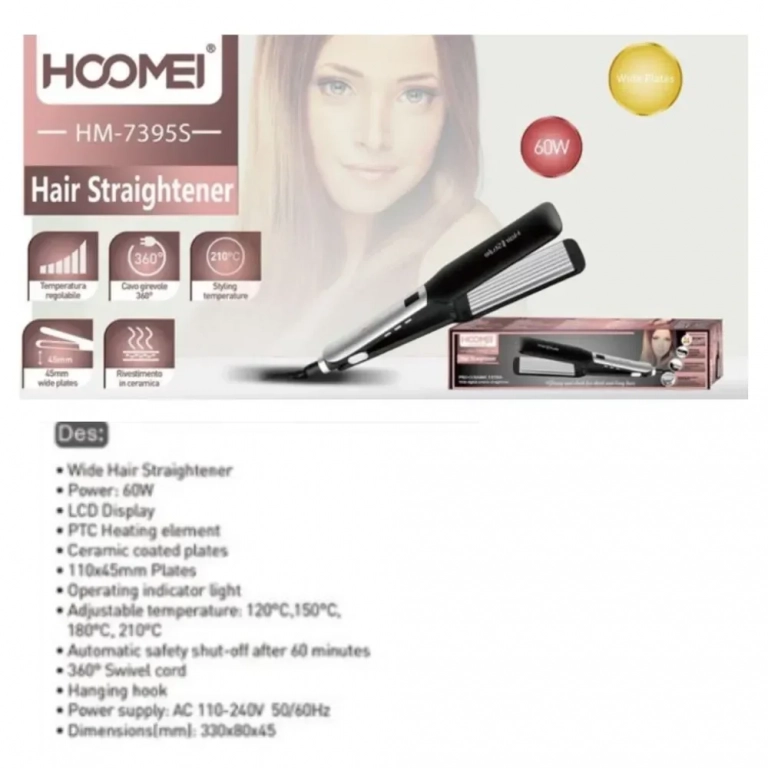 Hoomei HM-7395S Ισιωτική Μαλλιών 60W - Ασημί - Photo1
