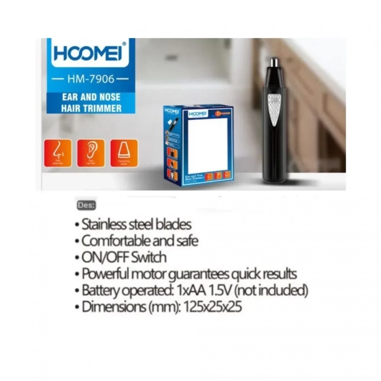 Hoomei HM-7906 Μηχανή Τρίμμερ Μύτης κι Αυτιών - Μαύρο - Photo1