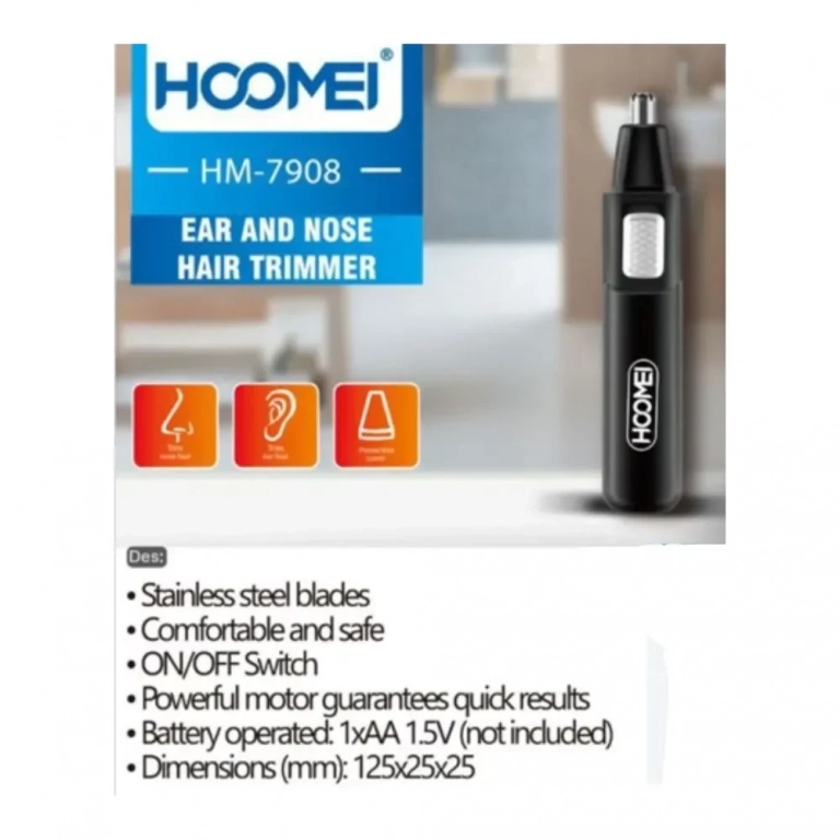 Hoomei HM-7908 Μηχανή Τρίμμερ Μύτης κι Αυτιών - Μαύρο - Photo1