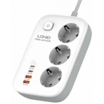 Ldnio Πολύπριζο 3 Θέσεων με Διακόπτη και 4 USB Λευκό SE3436