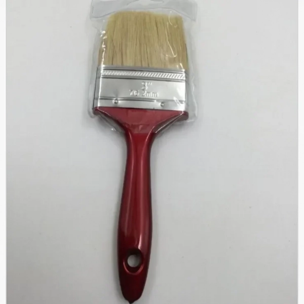 Πινέλο Ίσιο 3” με Λευκή Τρίχα και Κόκκινη Λαβή