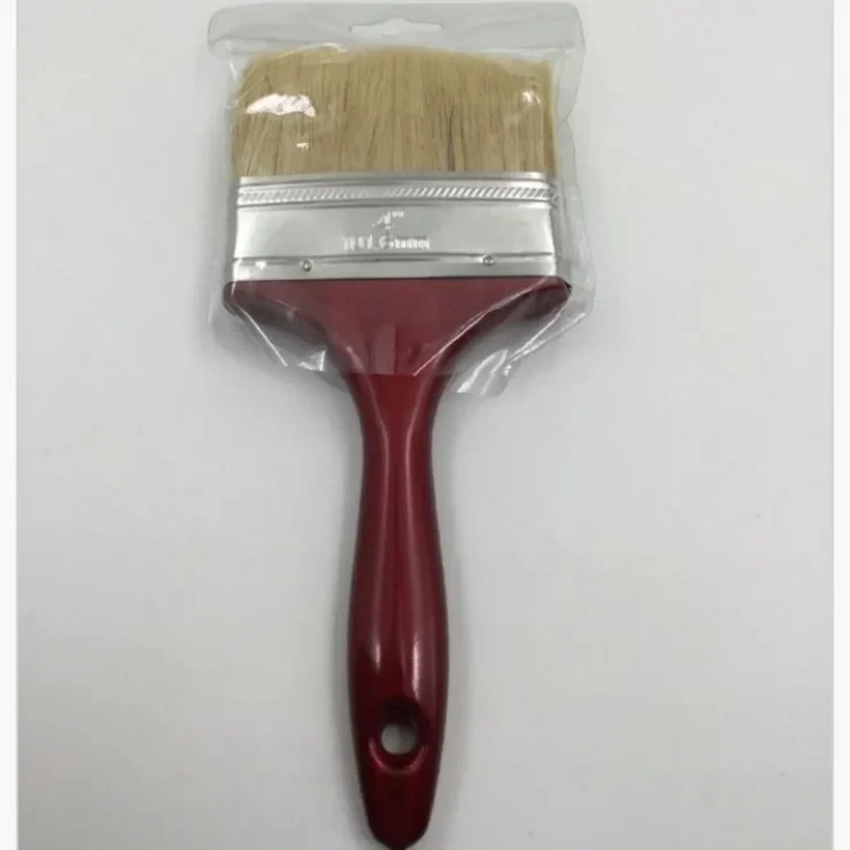 Πινέλο Ίσιο 4” με Λευκή Τρίχα και Κόκκινη Λαβή