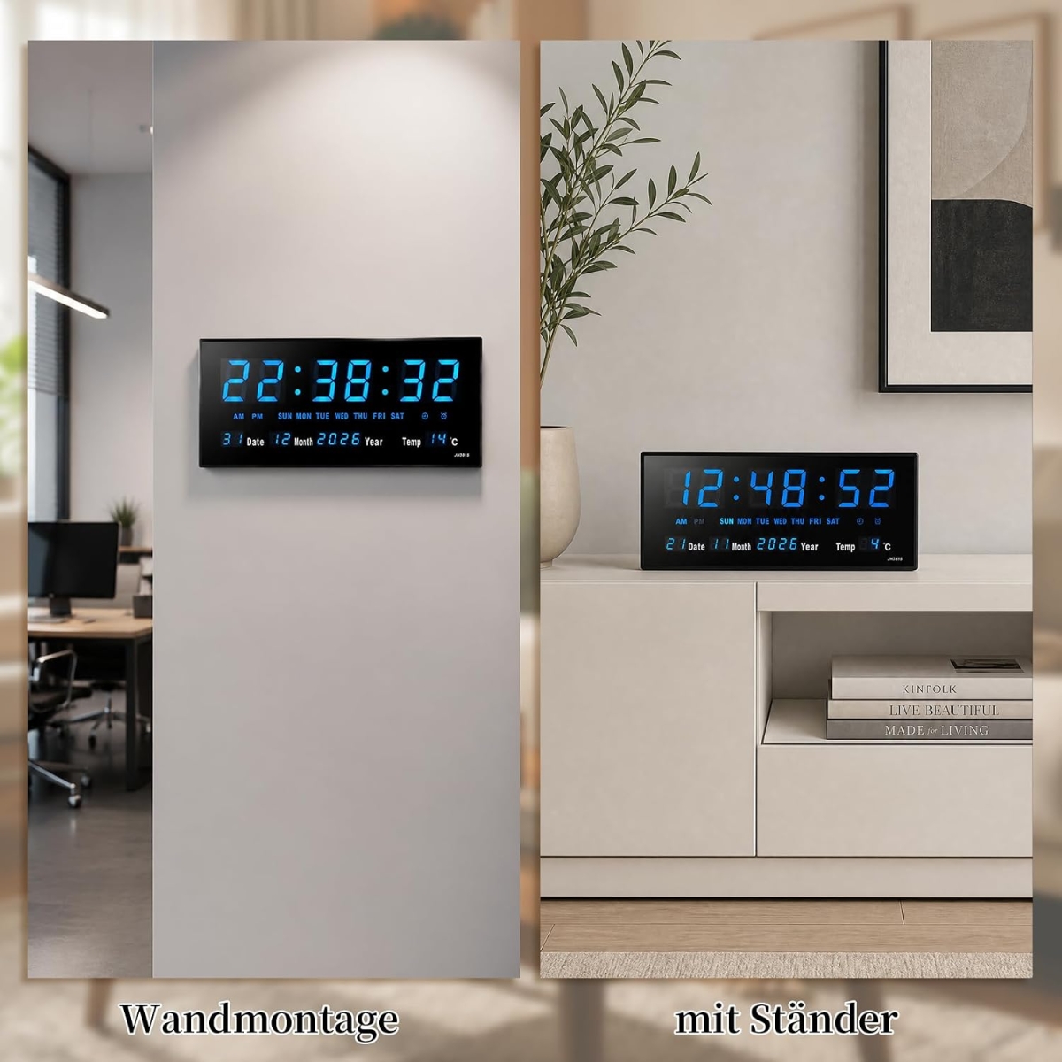 Ψηφιακό Ρολόι Τοίχου LED 45cm με Ένδειξη Ώρας, Ημερομηνίας, Θερμοκρασίας & Ημέρας Εβδομάδας JH4622 - Image 10