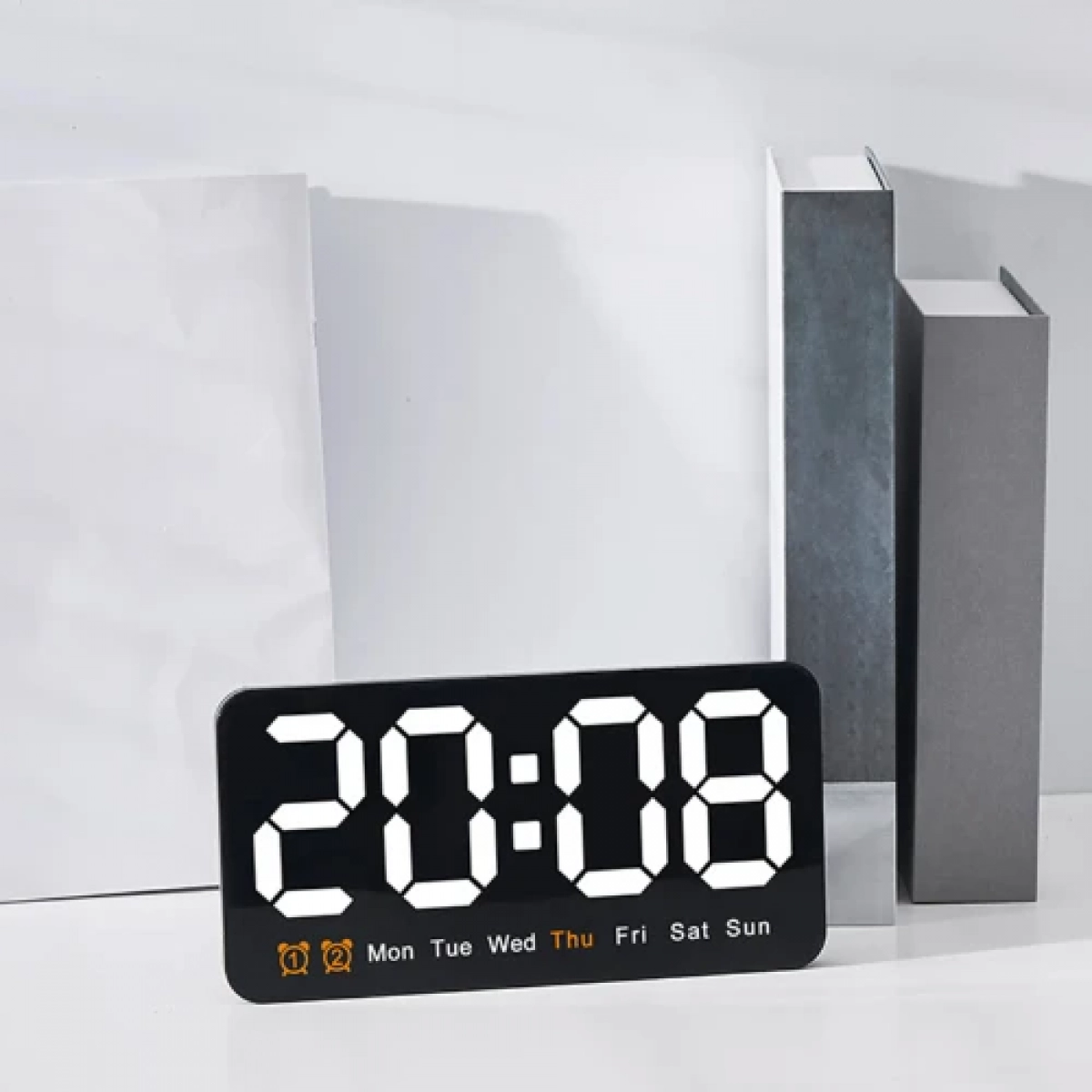 Ηλεκτρονικό Ρολόι LED Επαναφορτιζόμενο SDS-23407 Μαύρο με Λευκό Φωτισμό