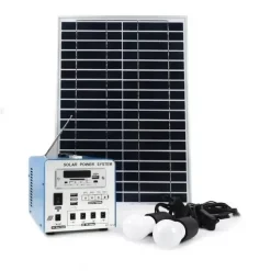 Σετ ηλιακό σύστημα φωτισμού LED, σταθμός φόρτισης 120W & ηχείο/ραδιόφωνο/MP3 Player OEM RT-1212 – μπλε