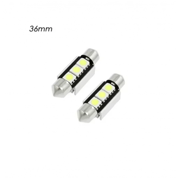 Σετ LED πλαφονιέρας C5W Canbus 36mm 12V 3 SMD ψυχρό λευκό 6000K 2τμχ
