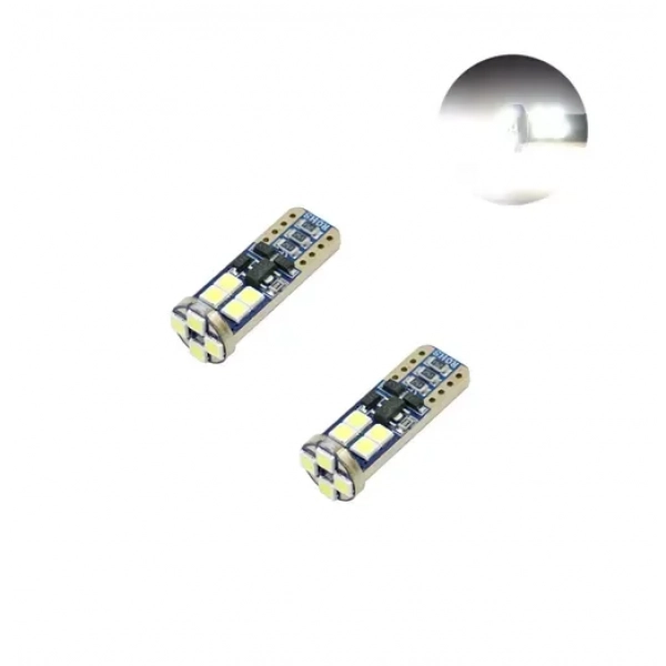 Σετ T10 LED W5W 12V 12 SMD Canbus ψυχρό λευκό 6000K 2τμχ W09604-1