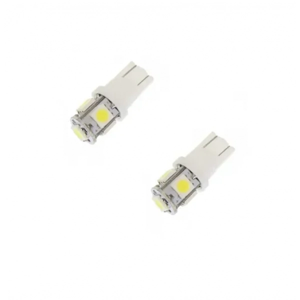 Σετ T10 LED W5W 12V 5 SMD ψυχρό λευκό 6000K λευκά W08662