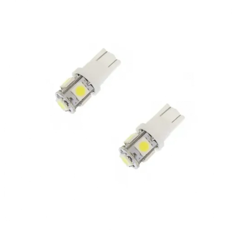 Σετ T10 LED W5W 12V 5 SMD ψυχρό λευκό 6000K λευκά W08662