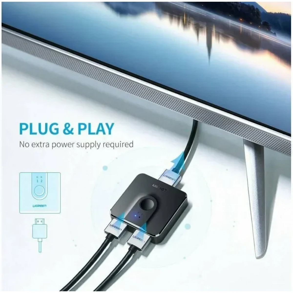 Switch HDMI/Splitter 2 θύρες 4K/60Hz UGREEN CM217 50966 - Image 2