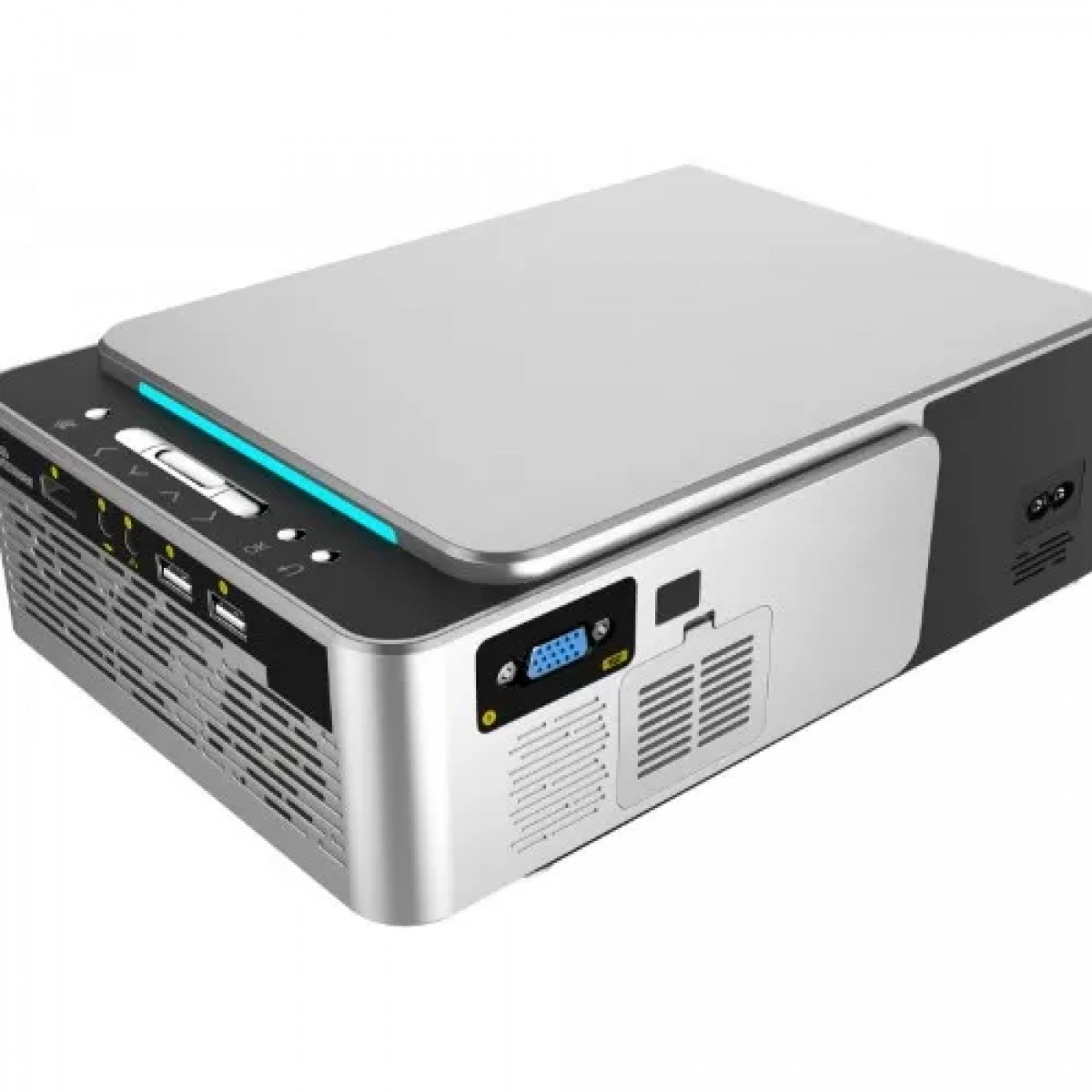 T6 Mini Projector Τεχνολογίας Προβολής LCD Λάμπας LED με Φυσική Ανάλυση 1280 x 780 και Φωτεινότητα 3500 Ansi Lumens Ασημί