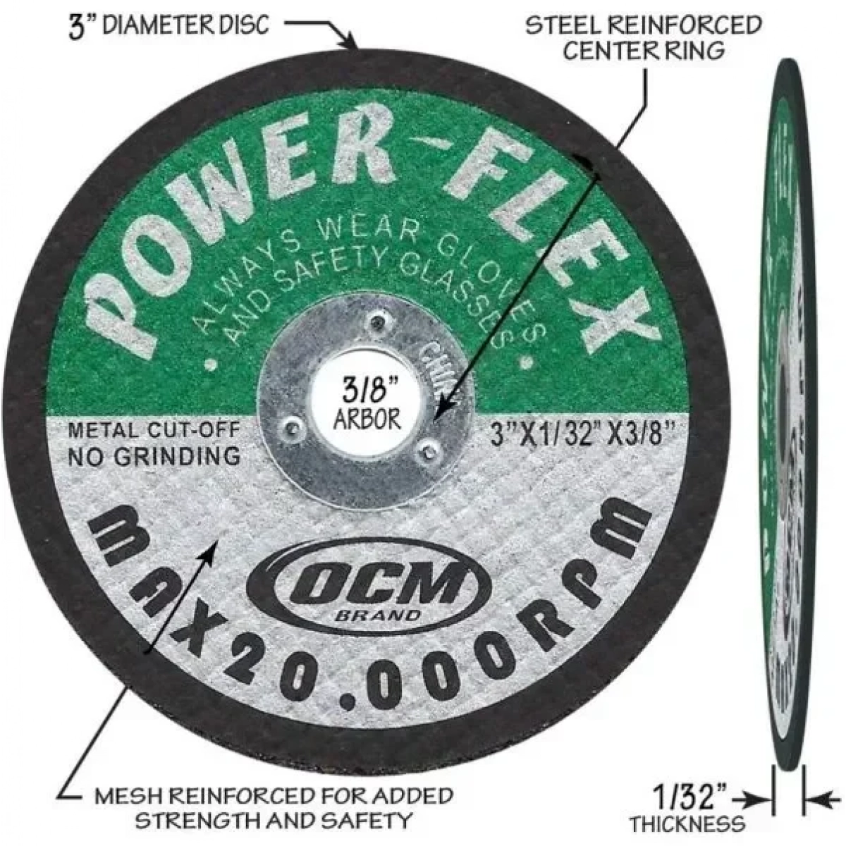 Τροχός Αποκοπής 3" x 1/32" x 3/8" για Κοπή Χαλύβδινων και Σιδηρούχων Μετάλλων