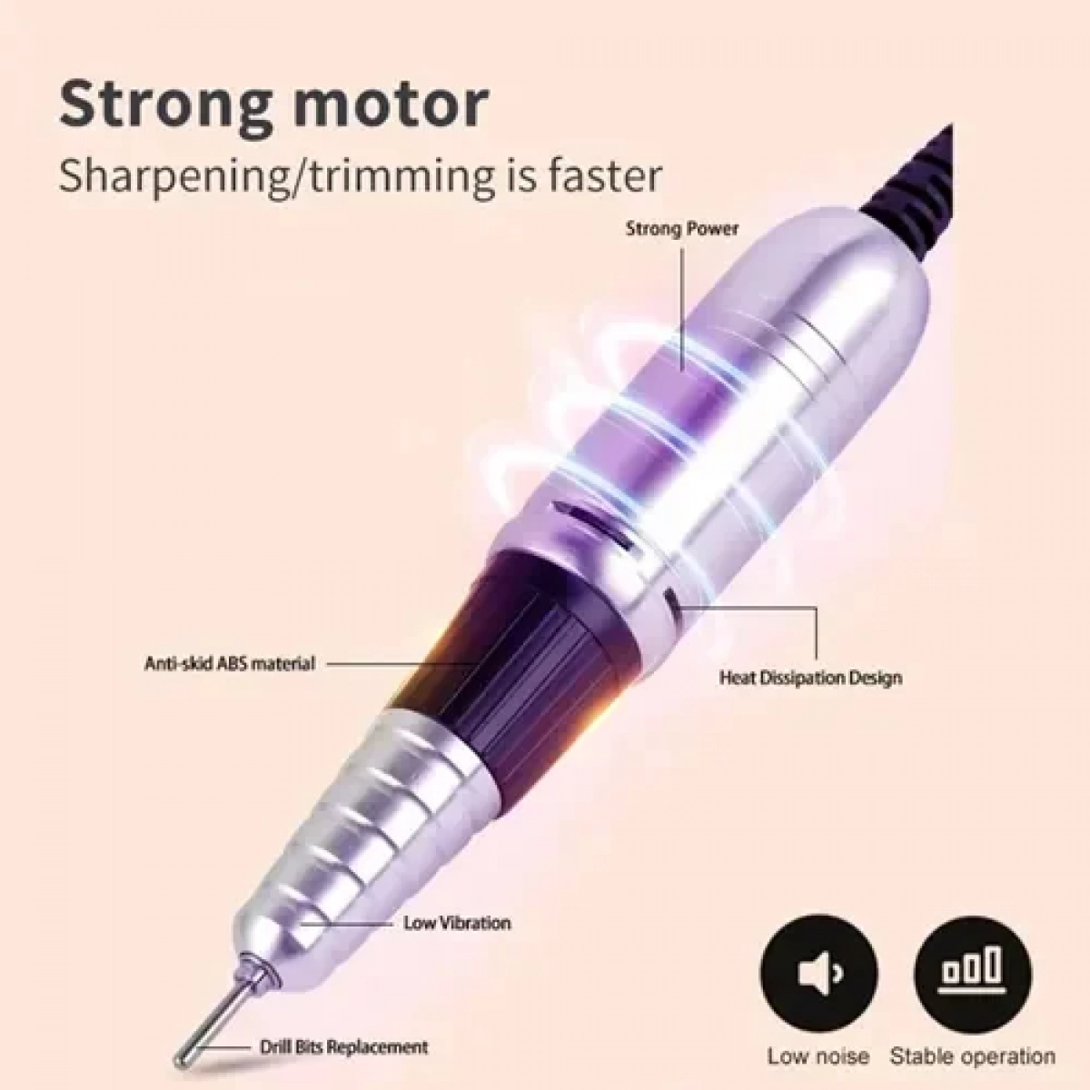 Τροχός νυχιών ρεύματος 68W με πεντάλ με 45 στροφές ανά λεπτό Sml M16 λευκό - Image 2