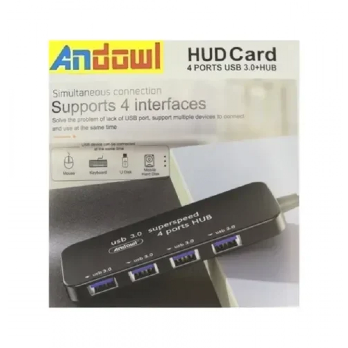 USB 3.0 Hub 4 θυρών με σύνδεση USB-A Andowl Q-HU301 - Image 2